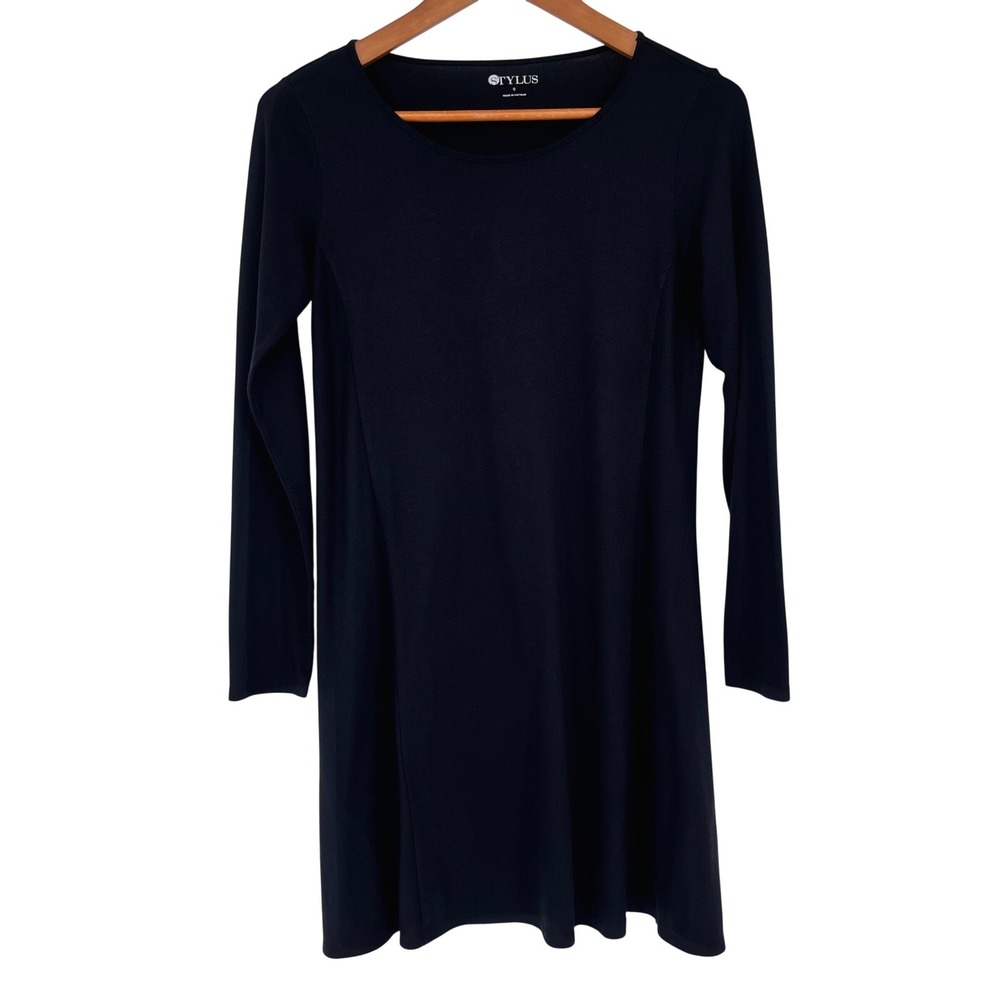 Stylus Fit & Flare Dress Women Small Black Long Sleeve A-Line Minimalist Capsule